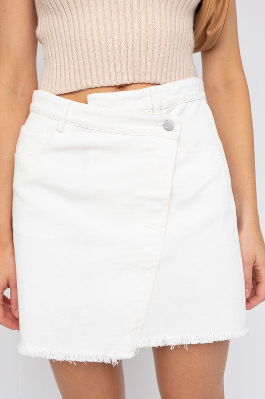 Not So Basic White Denim Mini Skirt