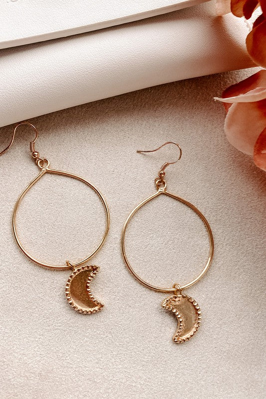 Over the Moon Dangle Hoop Earrings