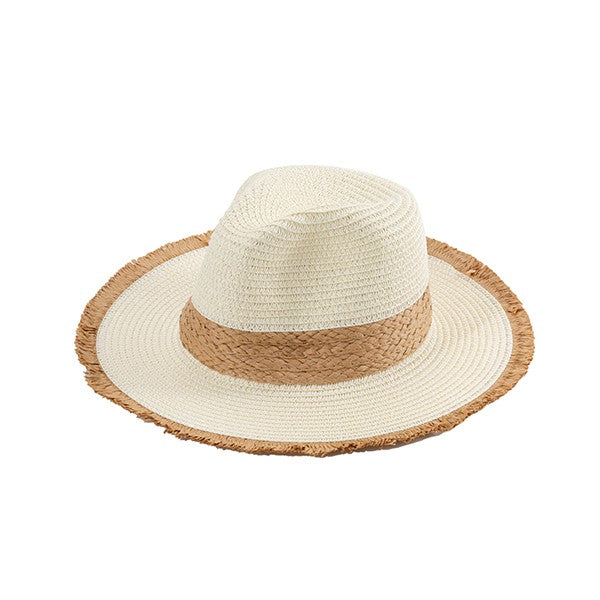 Beach Day Frayed Brim Straw Hat