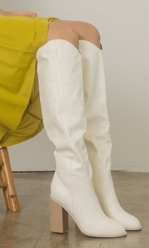 Saint Slouch White Knee-High Boots