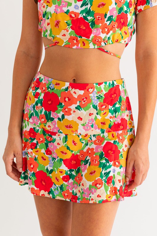 French Riviera Floral Mini Skirt - Final Sale