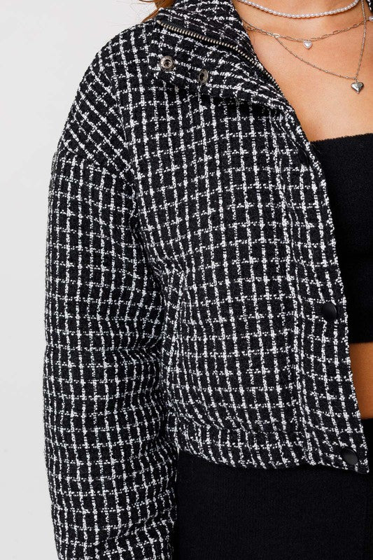 Fifth Avenue Tweed Cropped Puffer Jacket