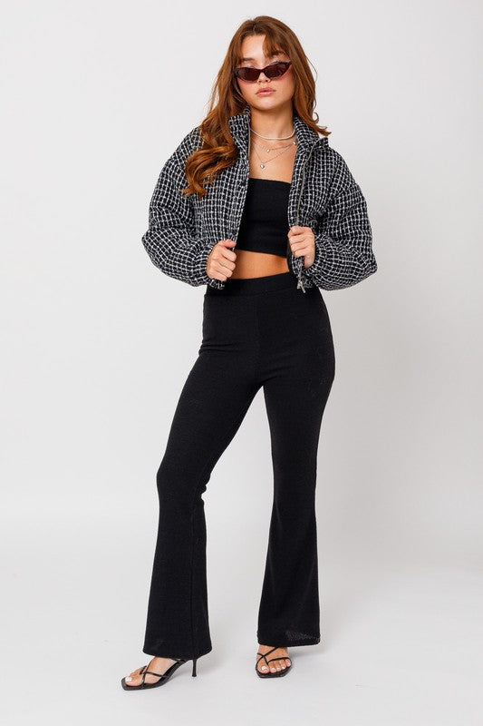 Fifth Avenue Tweed Cropped Puffer Jacket