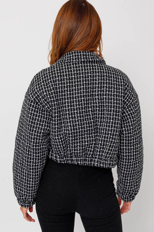 Fifth Avenue Tweed Cropped Puffer Jacket