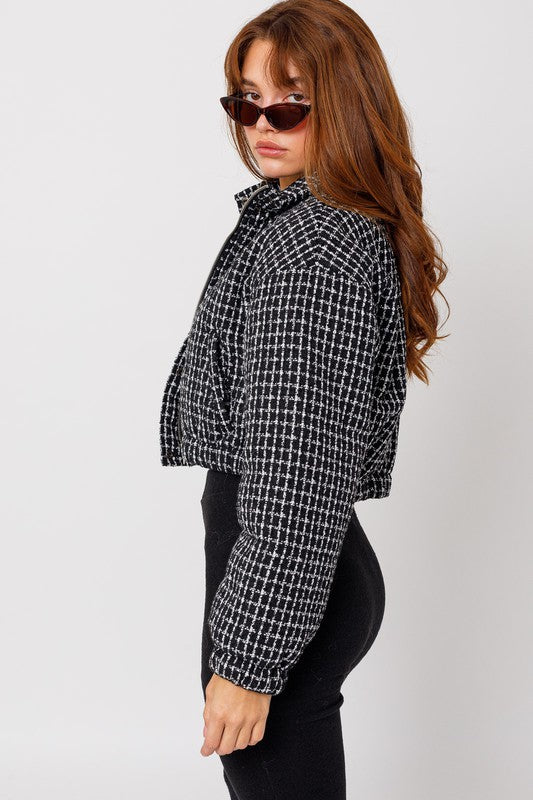 Fifth Avenue Tweed Cropped Puffer Jacket