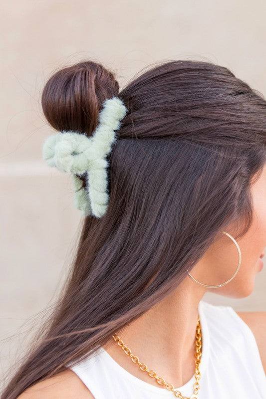 Fuzzy Hair Claw Clip