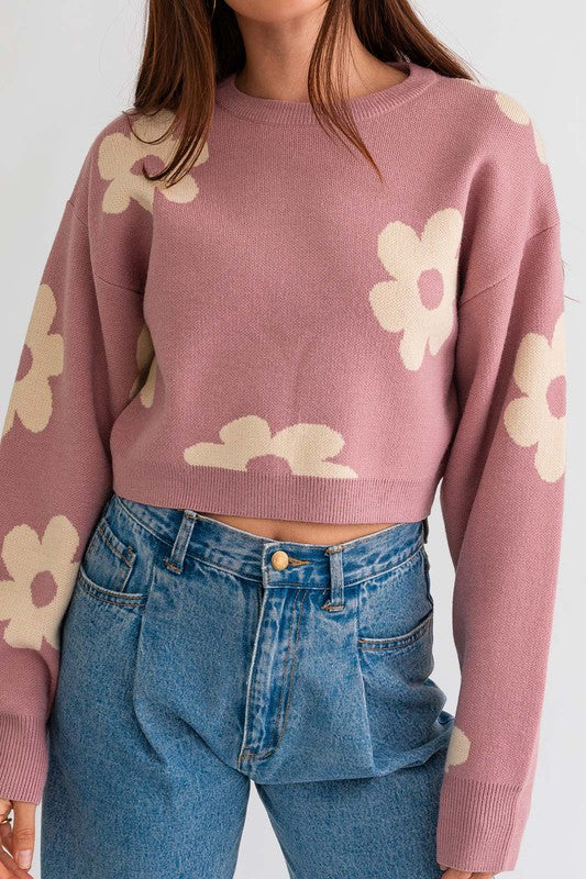 Cute As A Daisy Cropped Sweater - Final Sale