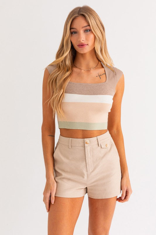 Classic Vibes Color Block Striped Sleeveless Top