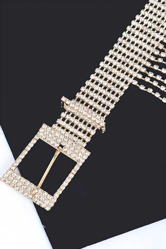 Dripping with Diamonds Festival Rhinestone Buckle Fringe Belt