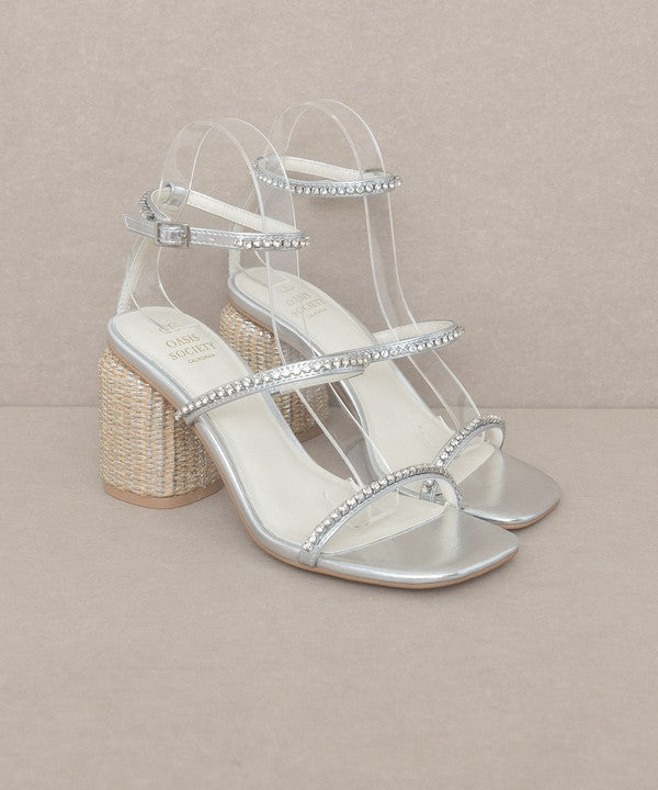 Shine Bright Studded Raffia Heel Sandals