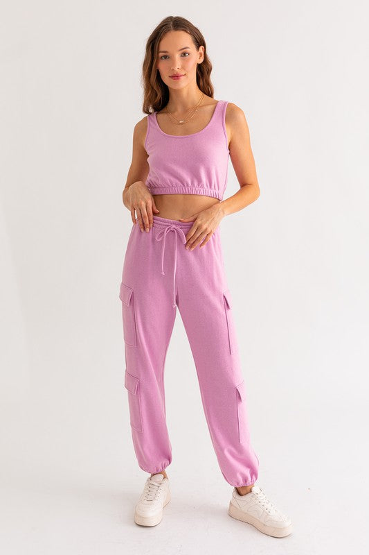 Pink Bliss Cargo Pocketed Jogger Pants