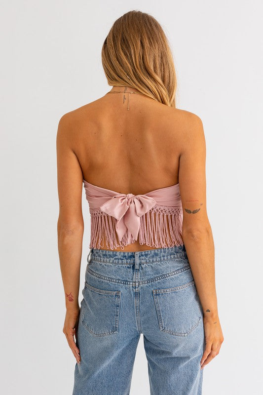 Rosewater Fringe Tube Top - Final Sale