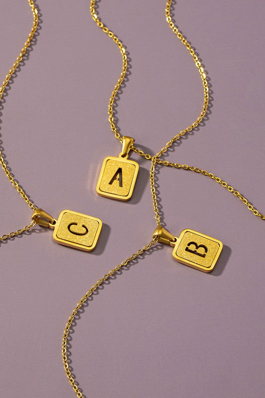 Brass Diamond Dust Initial Necklace