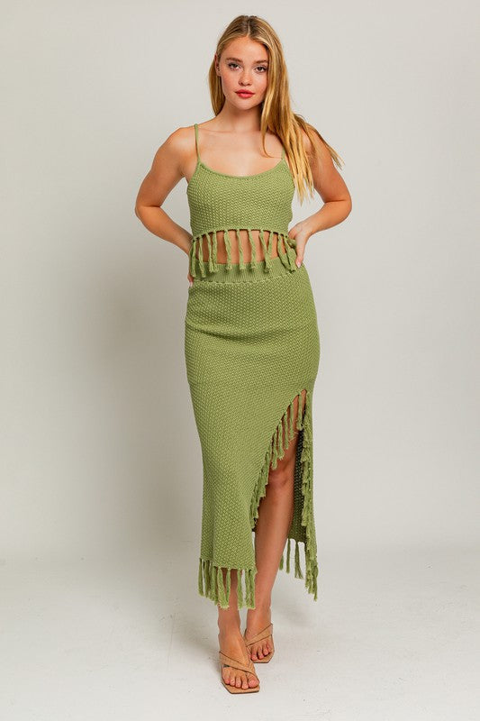 Catalina Island Tassel Midi Skirt