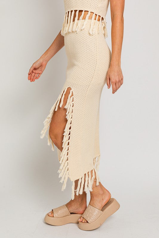 Catalina Island Tassel Midi Skirt - Final Sale