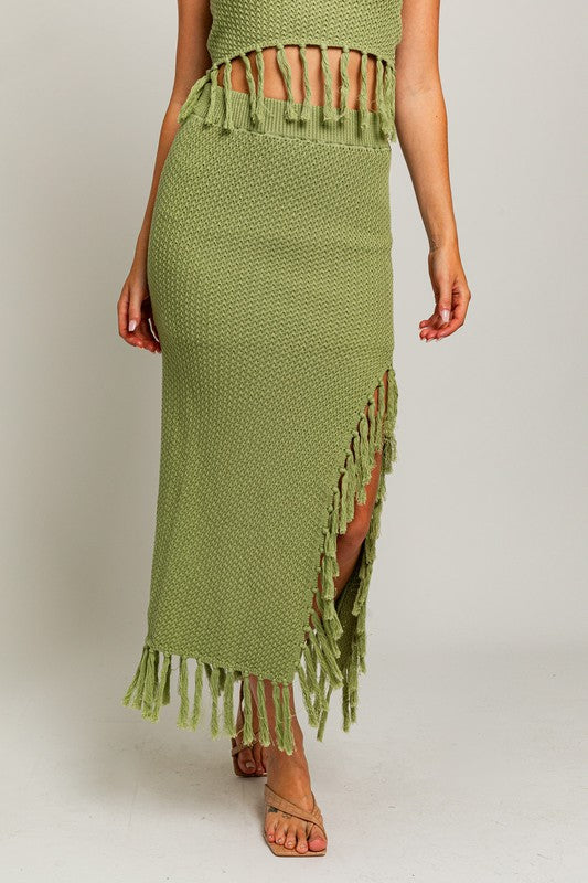 Catalina Island Tassel Midi Skirt