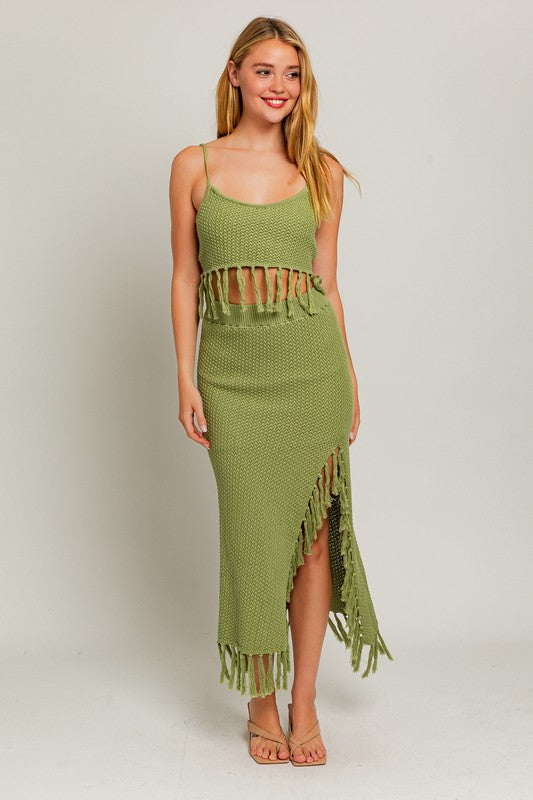 Catalina Island Tassel Midi Skirt