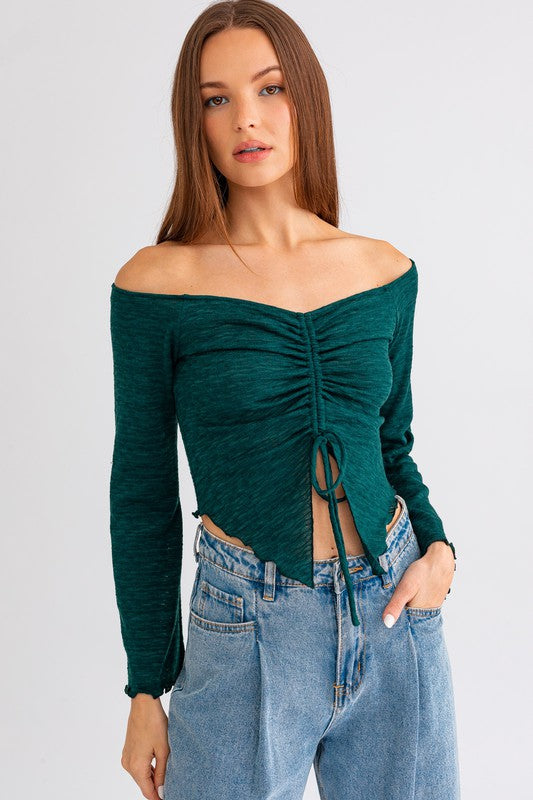 Bell Sleeve Off Shoulder Long Sleeve Top