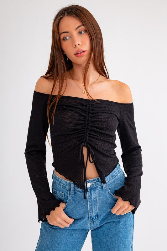 Bell Sleeve Off Shoulder Long Sleeve Top