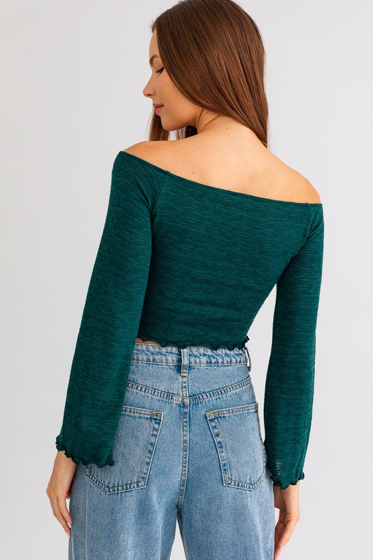 Bell Sleeve Off Shoulder Long Sleeve Top