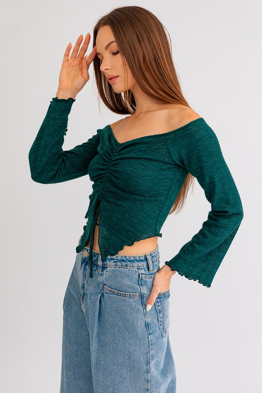 Bell Sleeve Off Shoulder Long Sleeve Top