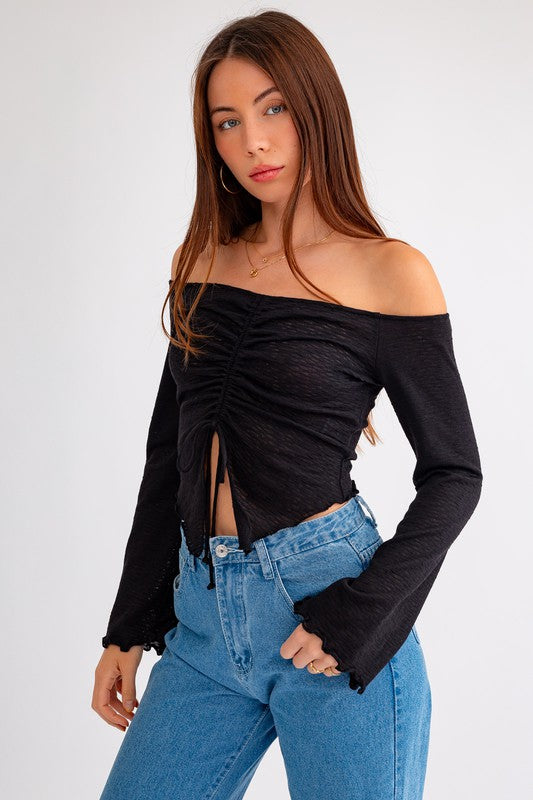 Bell Sleeve Off Shoulder Long Sleeve Top