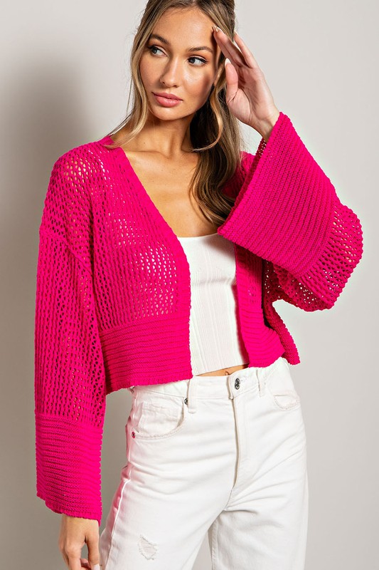 Afternoon Chill Eyelet Knit Cardigan