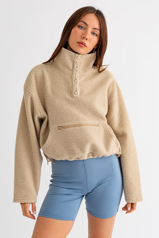 Fleece Pocketed Pullover Sweater