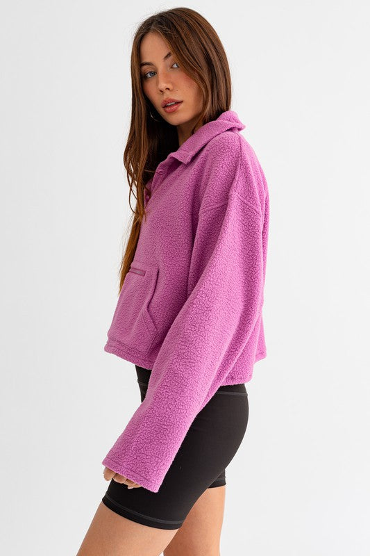 Fleece Pocketed Pullover Sweater