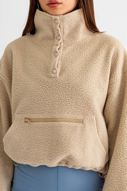 Fleece Pocketed Pullover Sweater