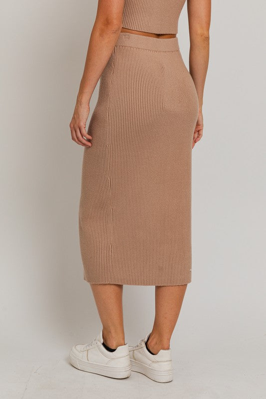 Sip and Savor Zipper Front Midi Skirt