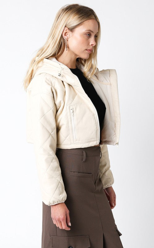 Cozy Chai Crop Puffer Jacket