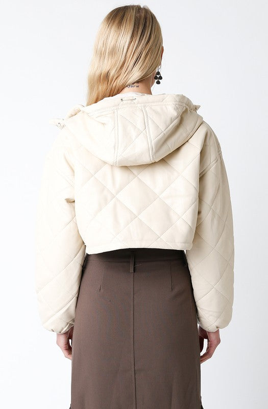 Cozy Chai Crop Puffer Jacket