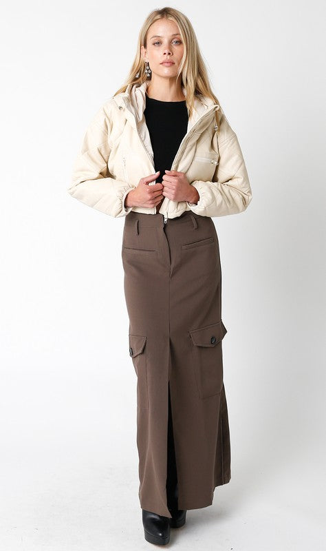 Cozy Chai Crop Puffer Jacket