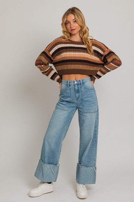 Metropolitan Striped Ribbed Sweater - Final Sale