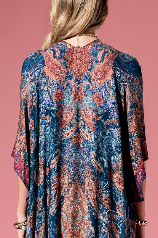 Sopia Paisley Print Open Front Kimono