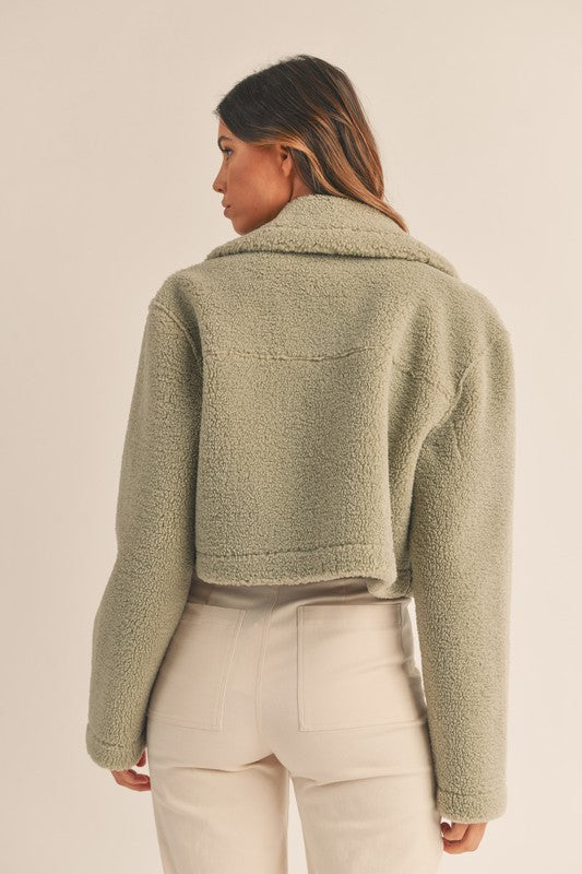 Sage Leavenworth Sherpa Cropped Jacket