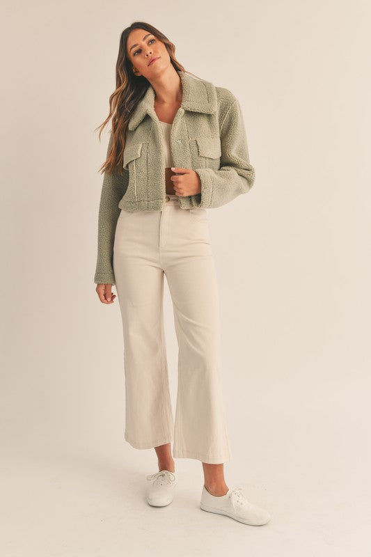 Sage Leavenworth Sherpa Cropped Jacket