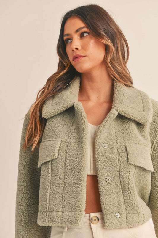 Sage Leavenworth Sherpa Cropped Jacket