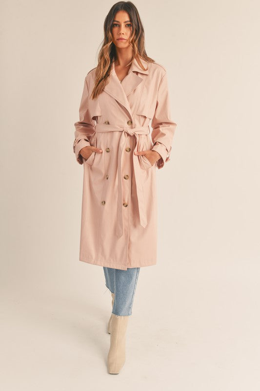 You're Making Me Blush Faux Leather Trench Coat