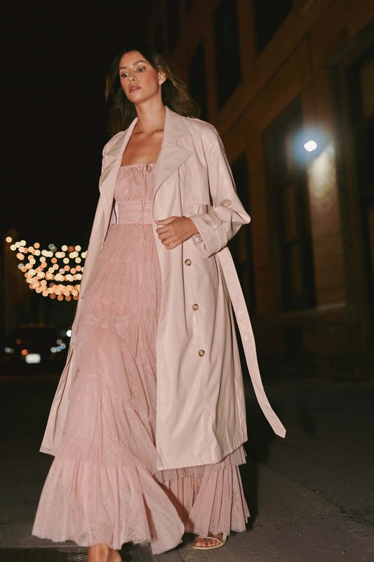 You're Making Me Blush Faux Leather Trench Coat