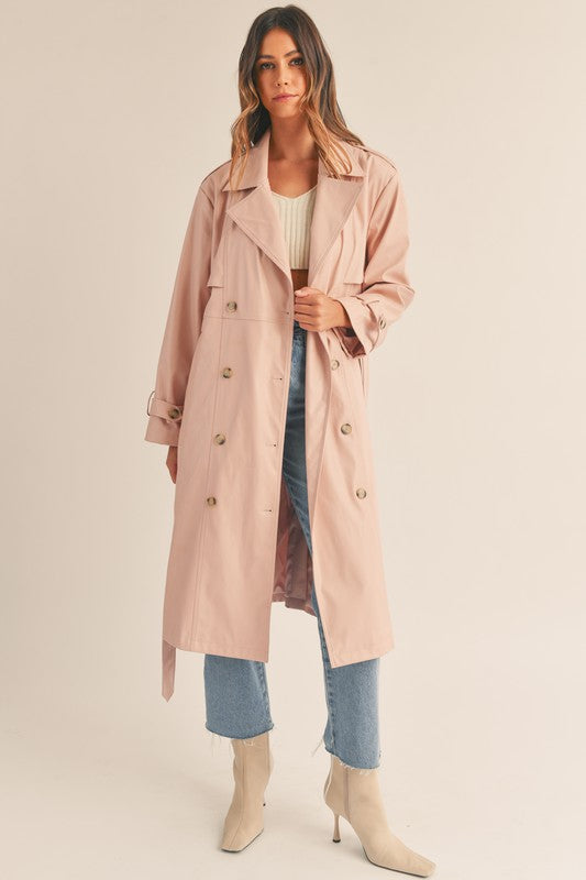 You're Making Me Blush Faux Leather Trench Coat