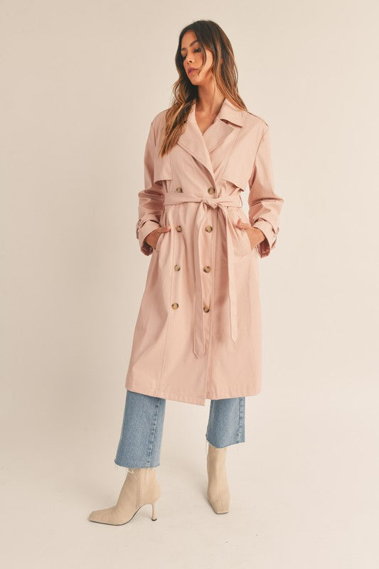 You're Making Me Blush Faux Leather Trench Coat