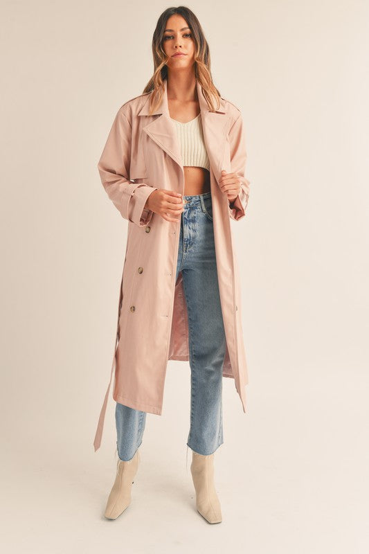 You're Making Me Blush Faux Leather Trench Coat