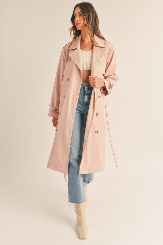 You're Making Me Blush Faux Leather Trench Coat