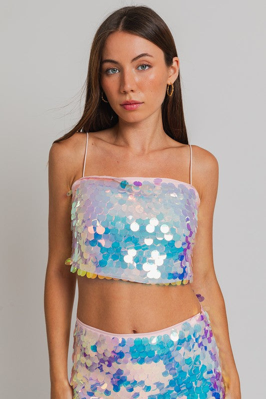 Mermaid to Dance Festival Sequin Crop Top