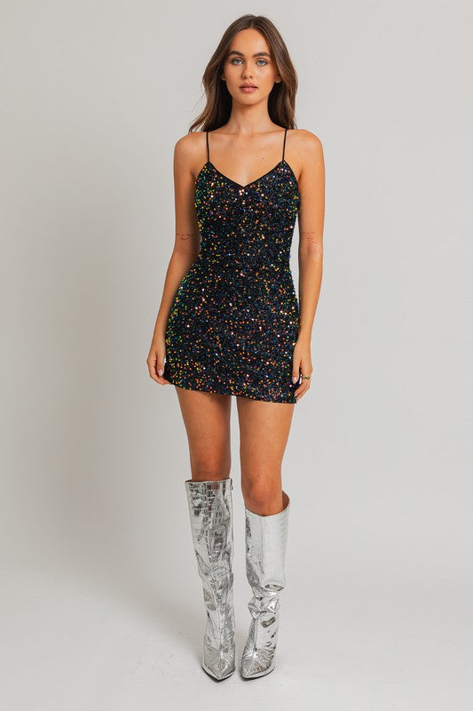 Dancing in the Dark Sequin Mini Dress