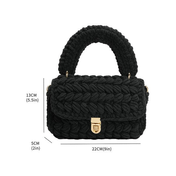 Melie Bianco Avery Top Handle Chenille Knit Crossbody Bag