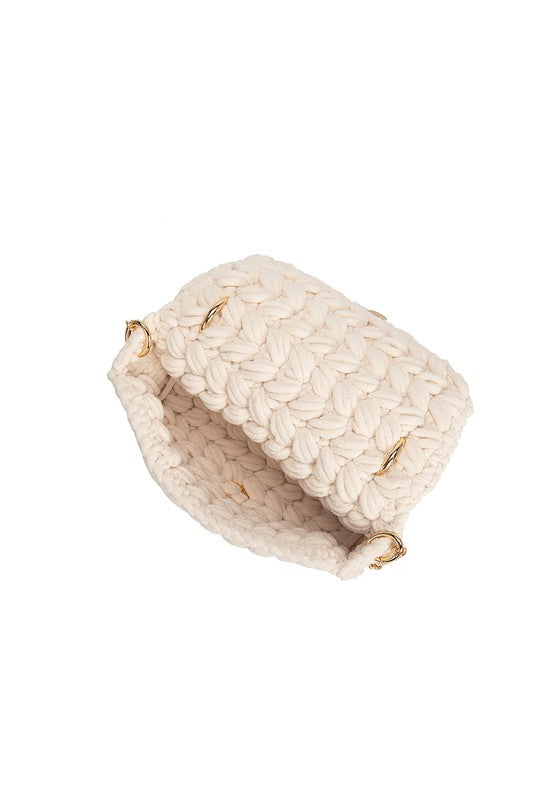 Melie Bianco Avery Top Handle Chenille Knit Crossbody Bag