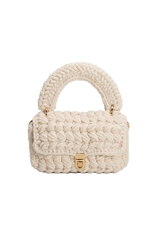 Melie Bianco Avery Top Handle Chenille Knit Crossbody Bag